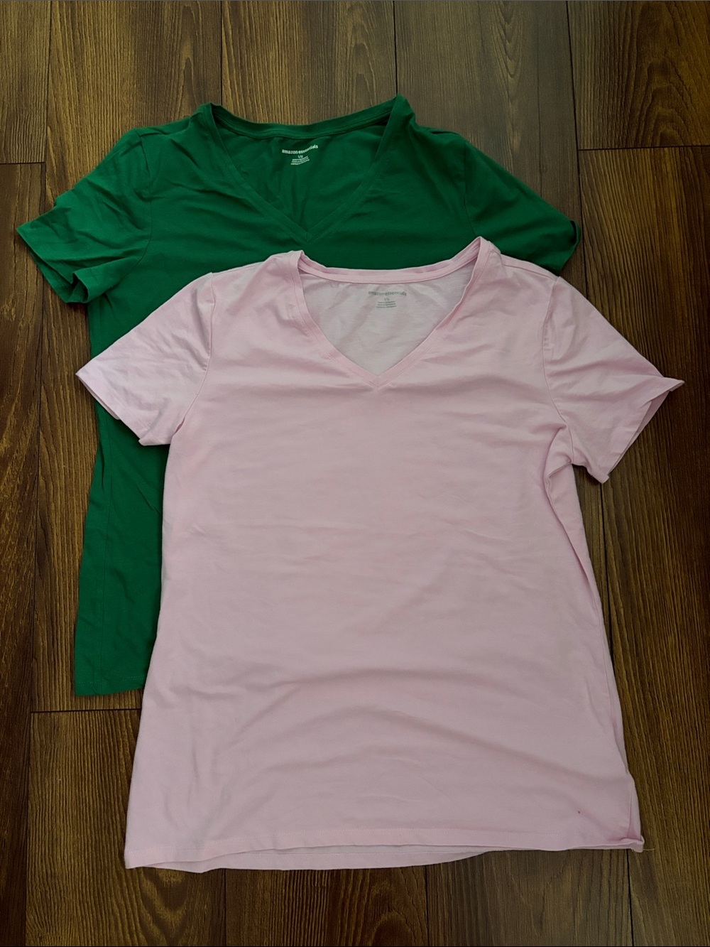 Classic V-Neck Cotton Tee - Pink and Green